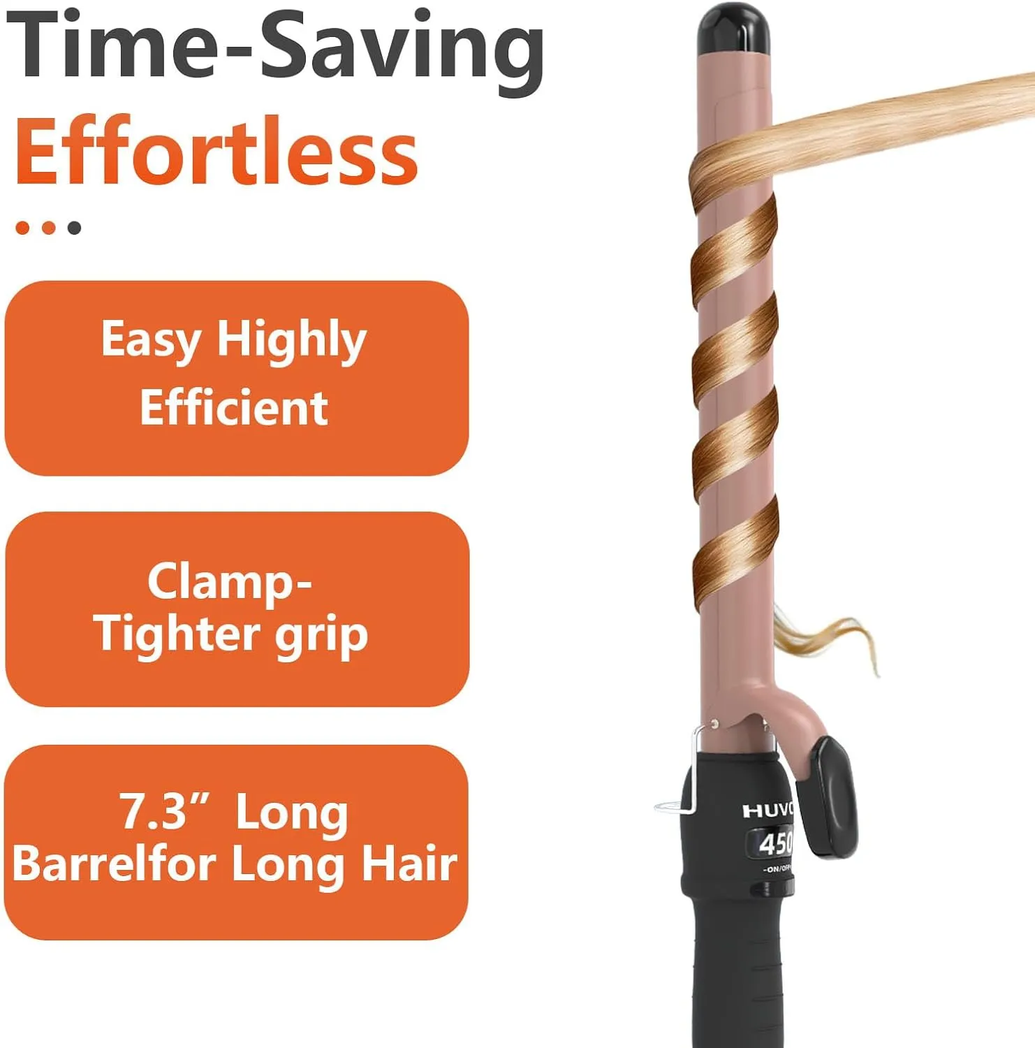 1 Inch Curling Iron - Ceramic Curling Iron, Fast Heat Function LCD Display 180°F-450°F Adjustable, Long Lasting Beach Waves, Dual Voltage Curler, Heat Resistant, Rose Gold