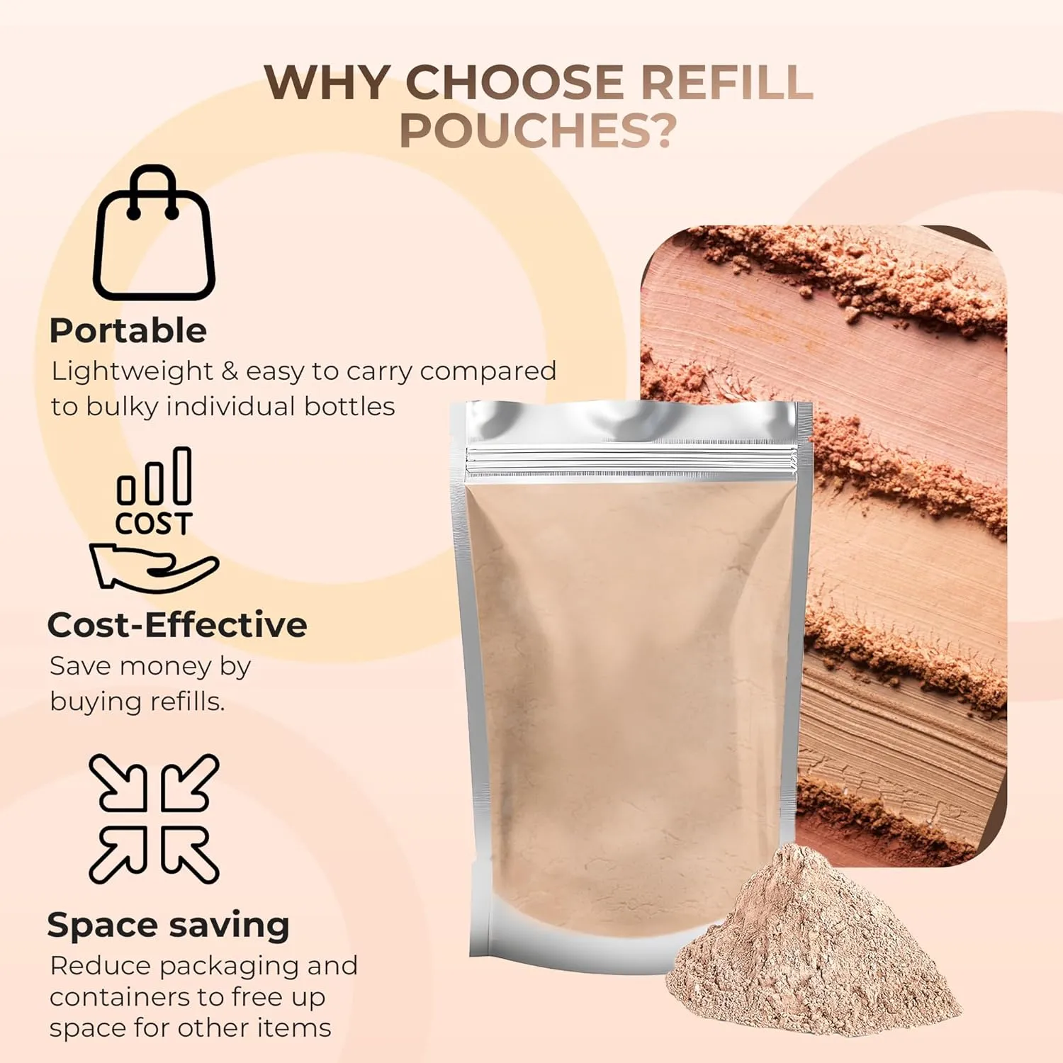 1 Ounce Light Foundation Powder Refill By Sweet Face Minerals, Lightweight Mineral Loose Makeup Powder with SPF 20, Full Coverage Flawless Finish, Talc-free, Cruelty-Free, Refillable Pouch