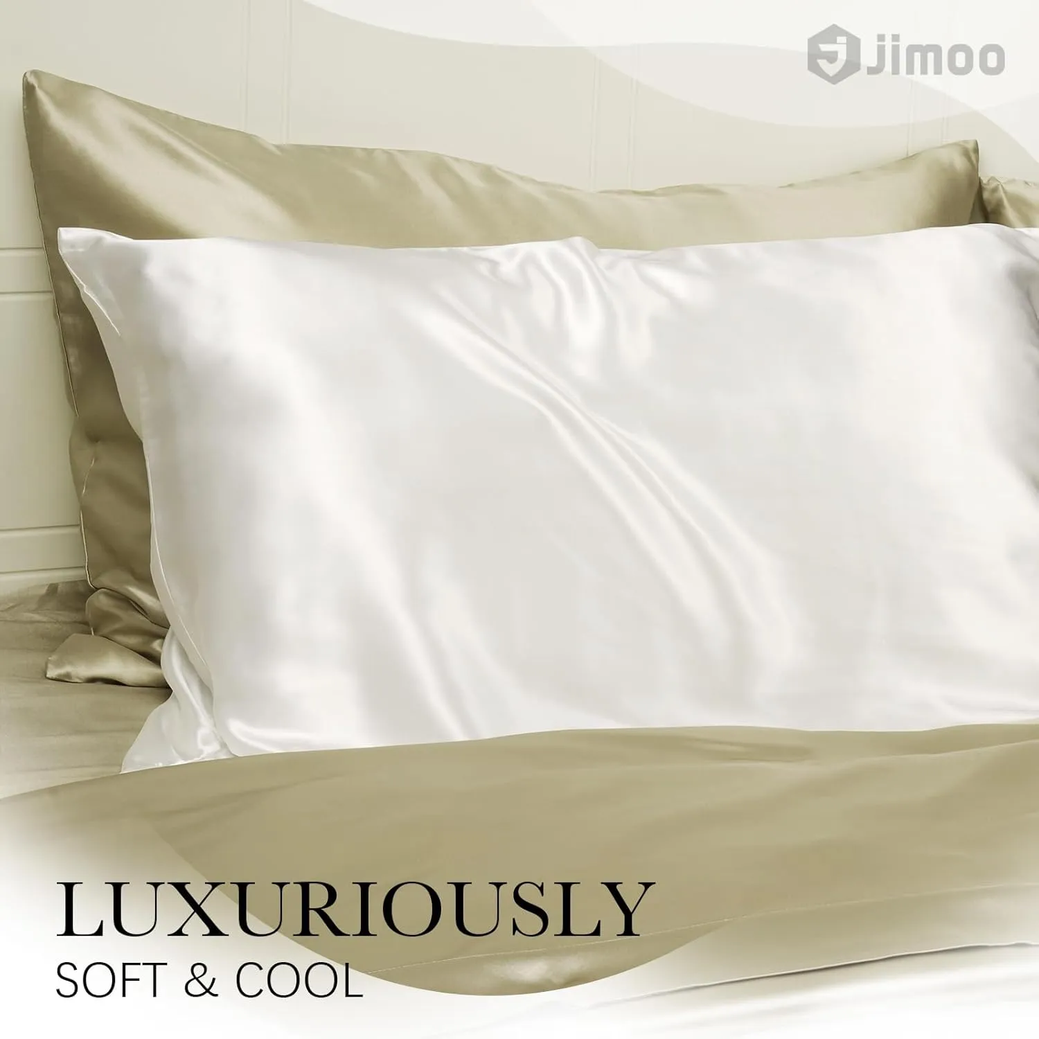 100% Mulberry Silk Pillowcase for Hair and Skin, 22 Momme Pure Natural Silk Pillow Case Both Sided with Zipper, Pillow Cover for Women Mom Men (Champagne, Queen 20''×30'')