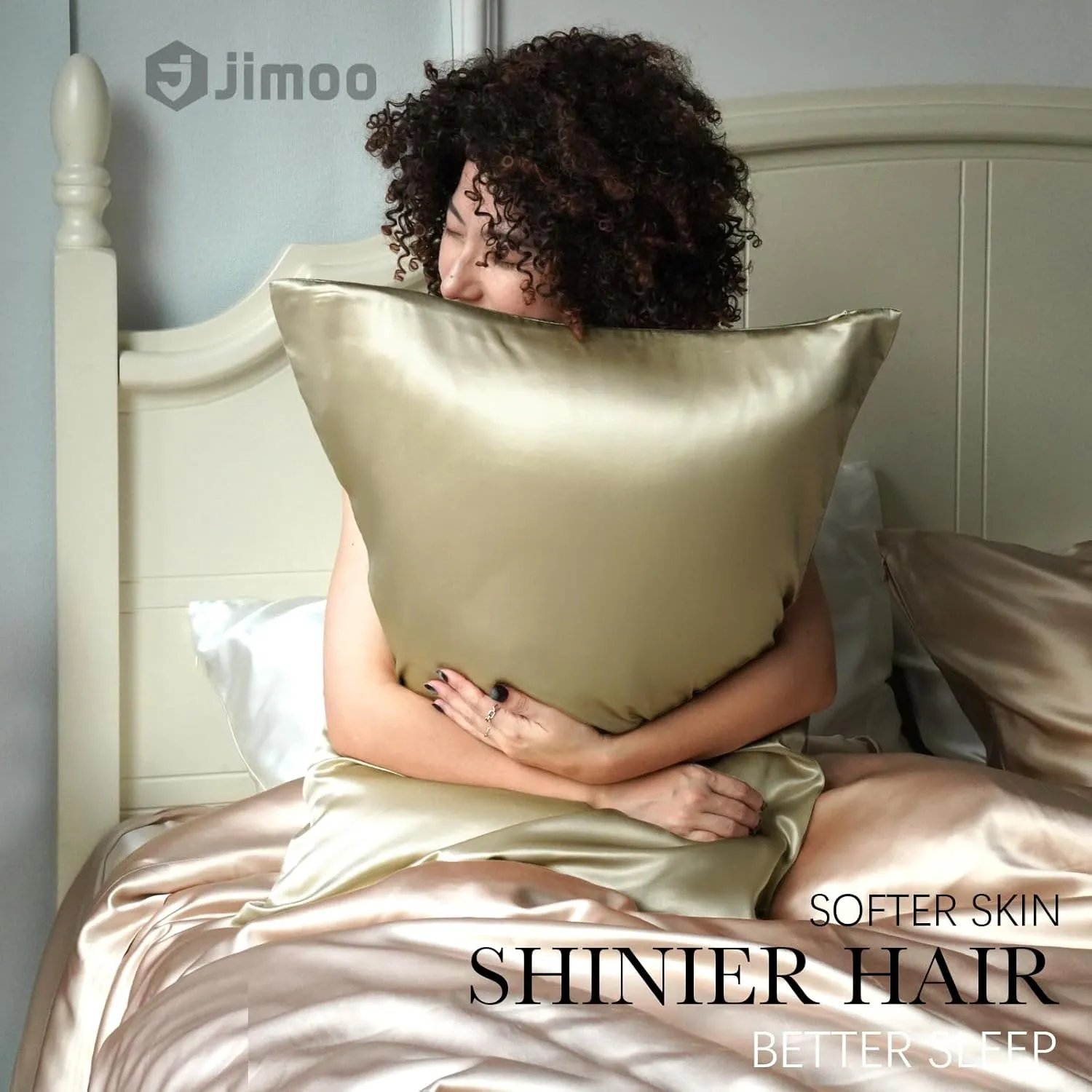 100% Mulberry Silk Pillowcase for Hair and Skin, 22 Momme Pure Natural Silk Pillow Case Both Sided with Zipper, Pillow Cover for Women Mom Men (Champagne, Queen 20''×30'')