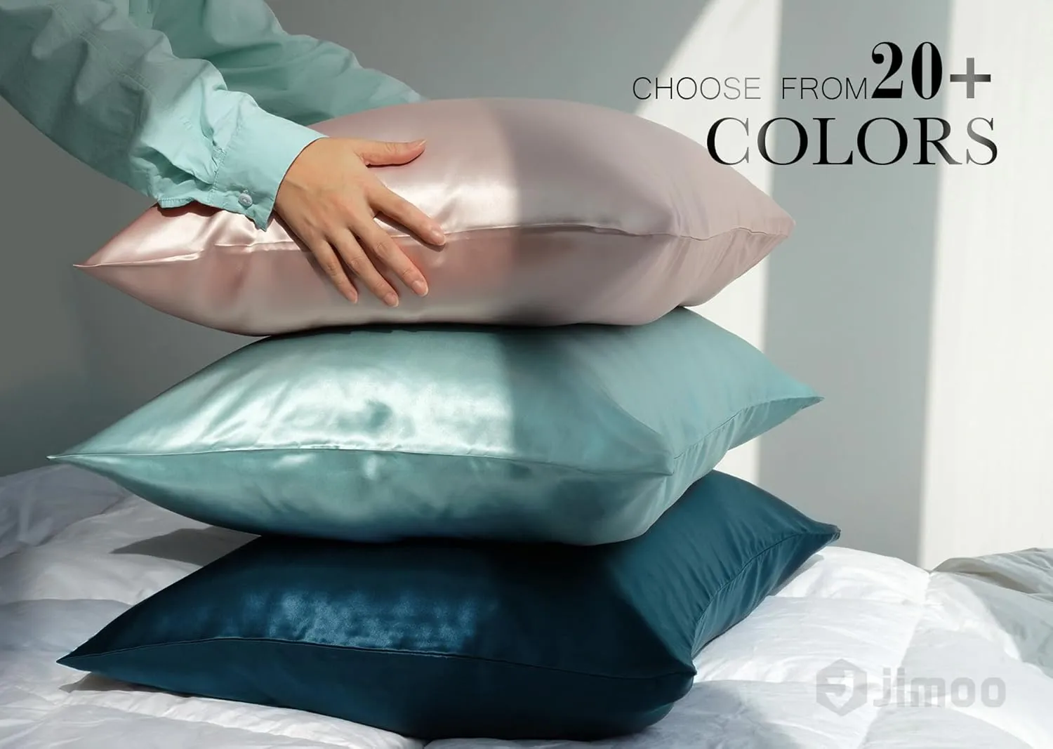 100% Mulberry Silk Pillowcase for Hair and Skin, 22 Momme Pure Natural Silk Pillow Case Both Sided with Zipper, Pillow Cover for Women Mom Men (Champagne, Queen 20''×30'')