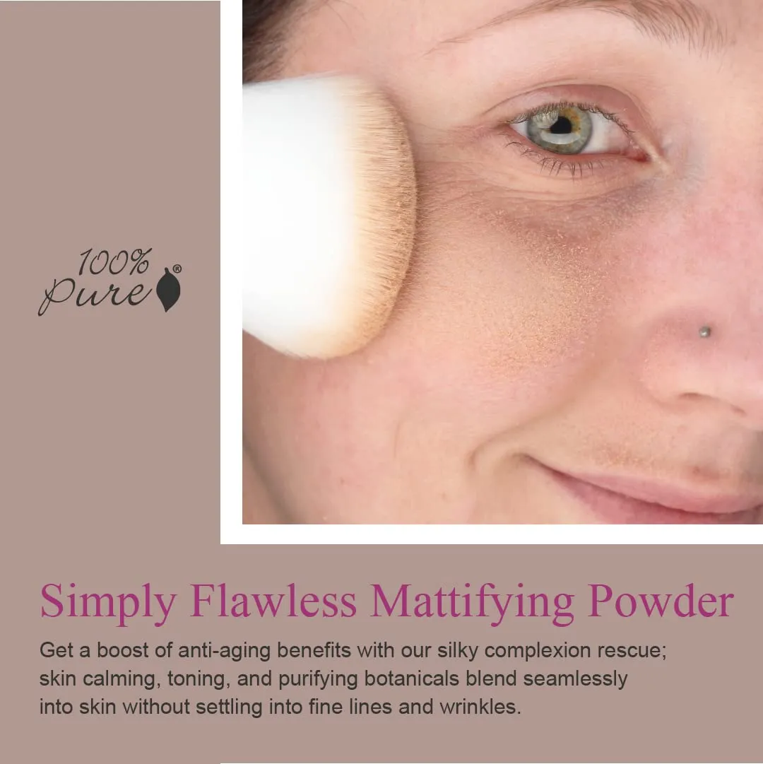100% PURE Powder Foundation Matte Finish Face Makeup - Oil Absorbing Pressed Poreless Concealer - Vegan Fruit Pigmented Toffee Color (Tan Shade w/Neutral Undertones) - 0.32 Oz