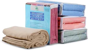 100% Soft Premium Ringspun Cotton Thermal Blanket Twin Size 66x96 Lightweight Warm Soft Breathable Blanket (Sage, 1)