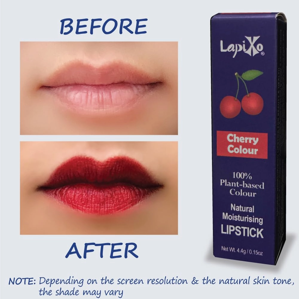 100% Plant-based Color Lipstick, Unique Formula, Natural   Moisturizing | Non-Toxic, All Food Ingredients, Antioxidant-rich, Natural Matte Vibrant Color, 4.4g/0.15oz (Cherry color)