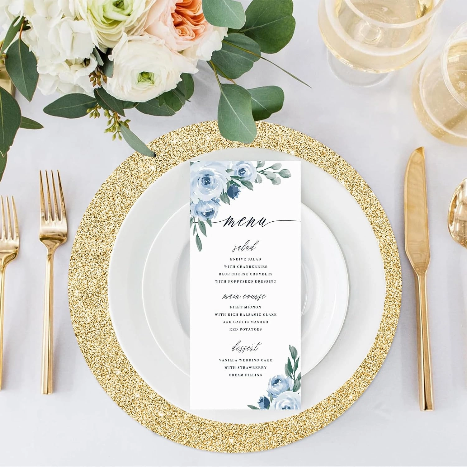 100PCS Light Gold Paper Placemats Disposable 13.4 Inch Shiny Golden Place Mats Round Decorative Glitter Table Mats for Birthday Wedding Mother's Day Party Sparkle Dining Tableware