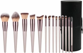 10/14/18/20 Champagne Gold Makeup Brush Set Foundation Make-up Brush Eye Shadow Brush Beauty Tool Set(14 Pieces)