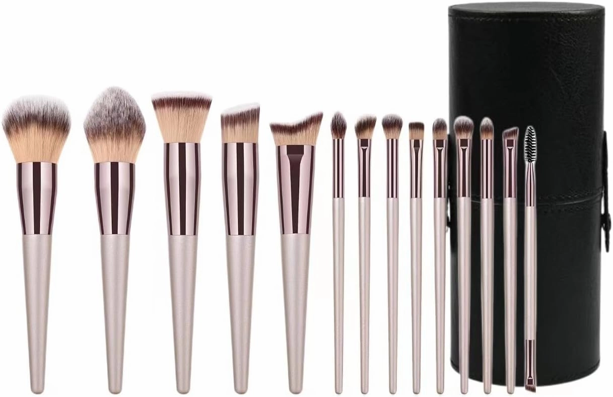 10/14/18/20 Champagne Gold Makeup Brush Set Foundation Make-up Brush Eye Shadow Brush Beauty Tool Set(14 Pieces)