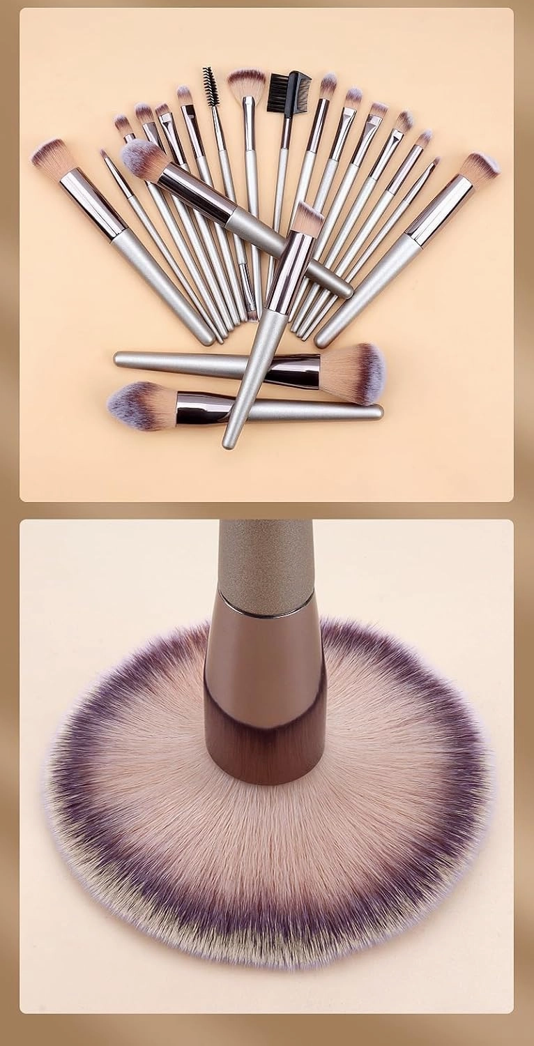 10/14/18/20 Champagne Gold Makeup Brush Set Foundation Make-up Brush Eye Shadow Brush Beauty Tool Set(14 Pieces)