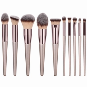 10 pcs makeup brush set champagne gold foundation brush eye shadow brush beauty tools