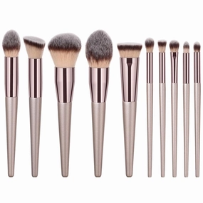 10 pcs makeup brush set champagne gold foundation brush eye shadow brush beauty tools