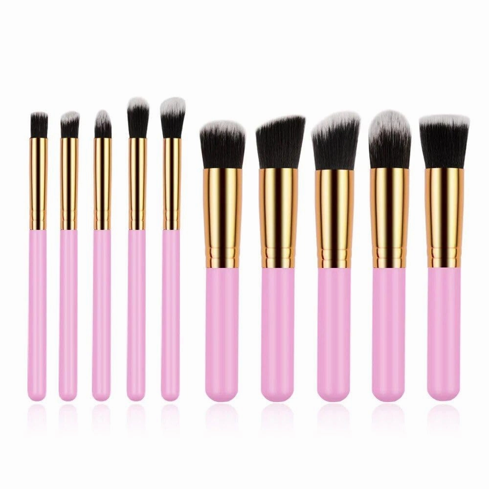 10-Piece Premium Makeup Brush Set Pink Gold