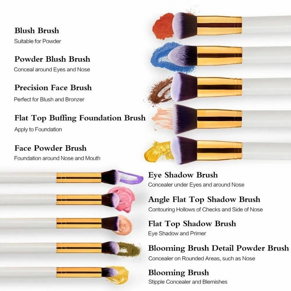 10-Piece Premium Makeup Brush Set Pink Gold