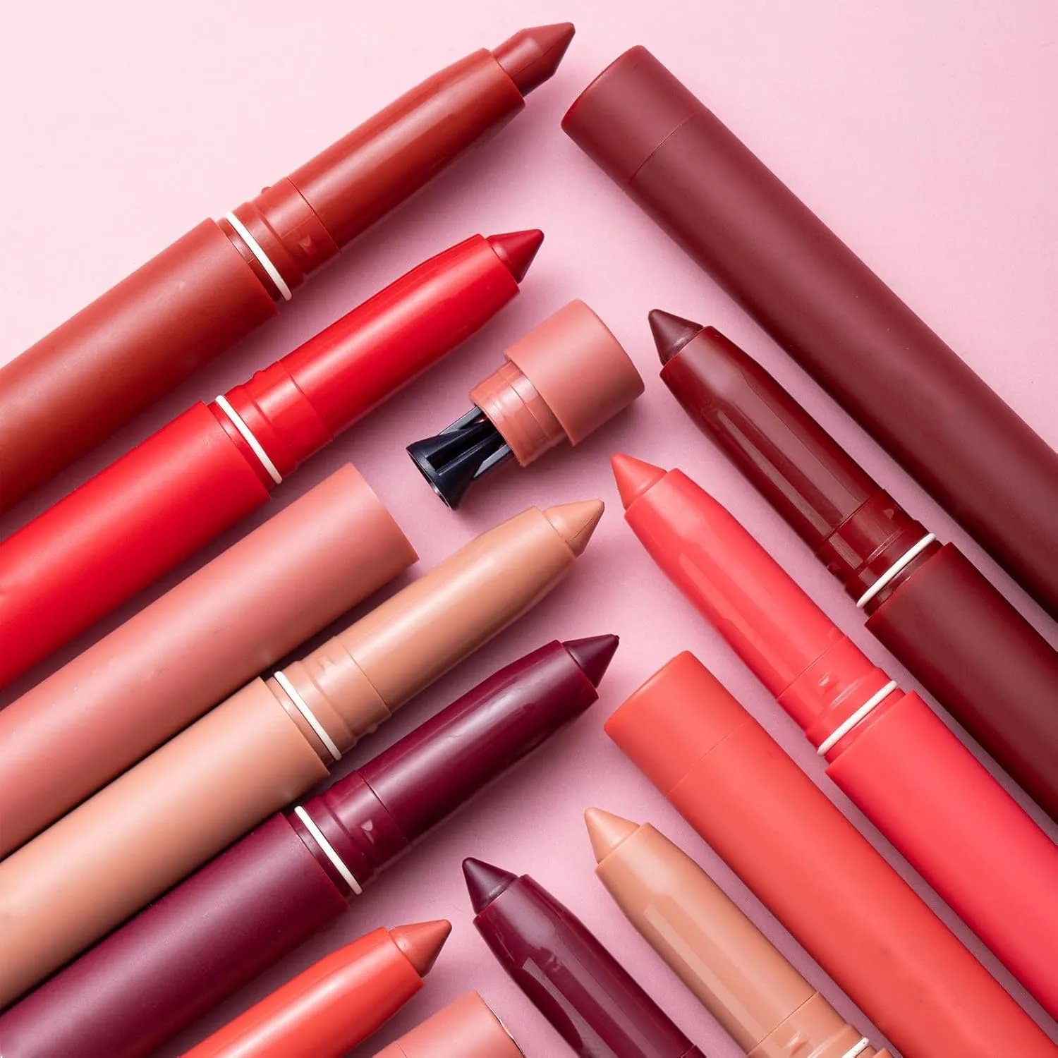 12 Color Rotating Sharpenable Matte Lipstick Pencils, Matte Velvety Long-lasting Non-Stick, Waterproof Smudgeproof (6 PCS B)