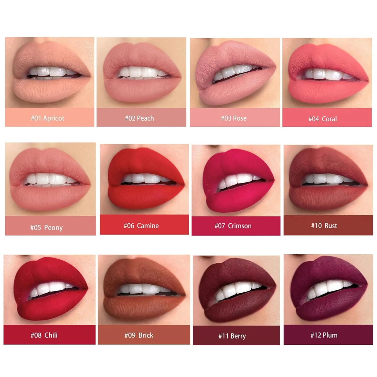 12 Color Rotating Sharpenable Matte Lipstick Pencils, Matte Velvety Long-lasting Non-Stick, Waterproof Smudgeproof (6 PCS B)