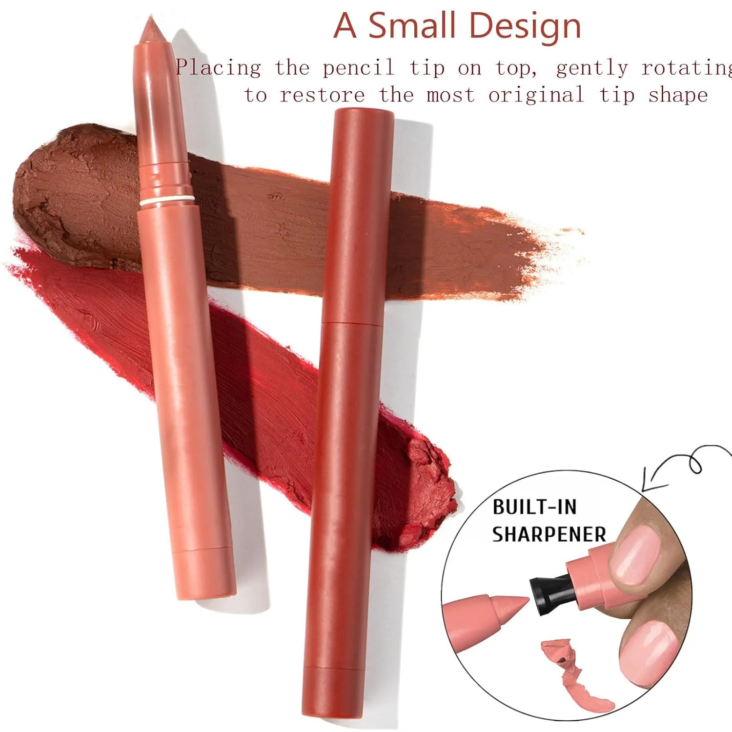 12 Color Rotating Sharpenable Matte Lipstick Pencils, Matte Velvety Long-lasting Non-Stick, Waterproof Smudgeproof (6 PCS B)