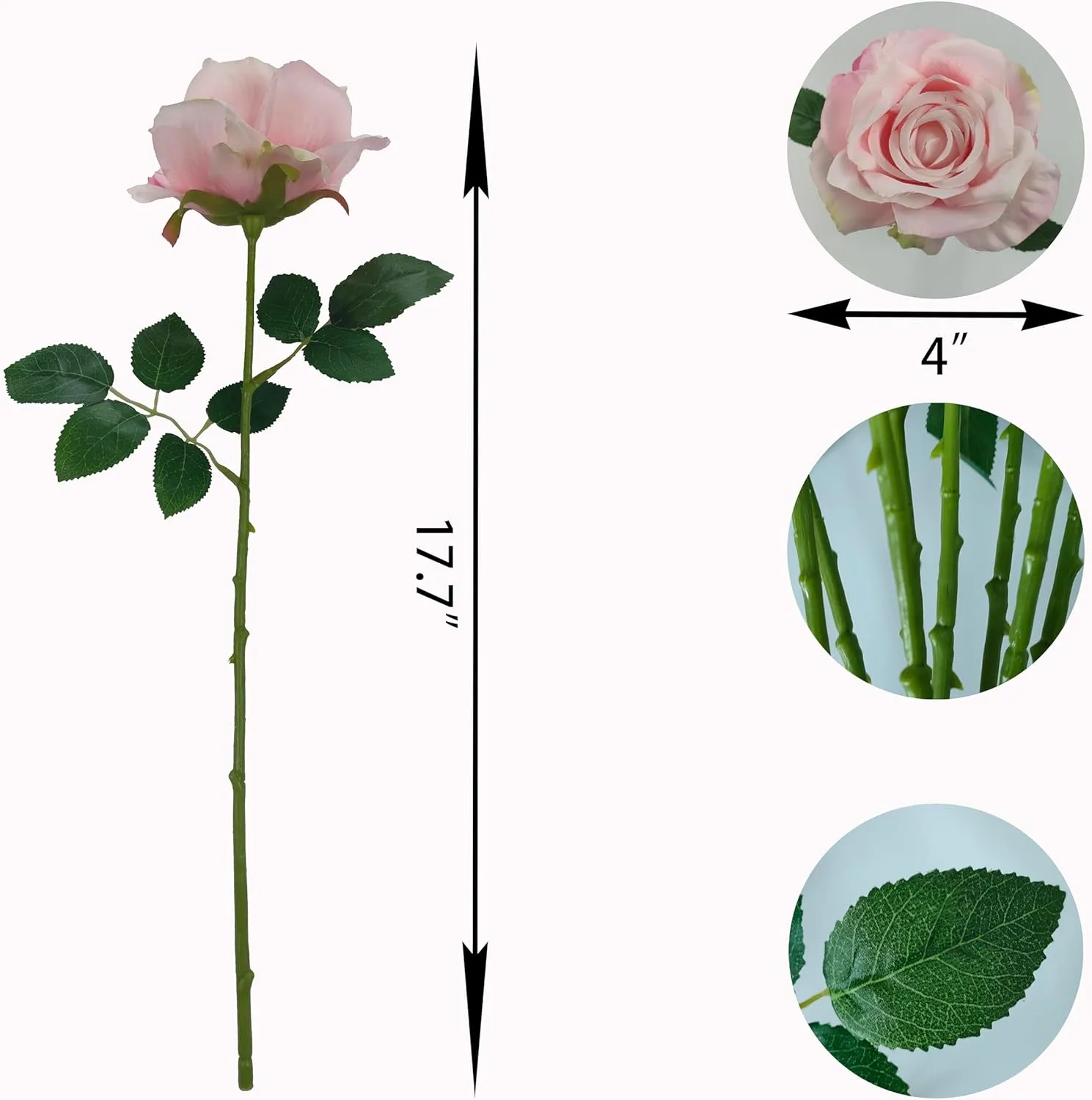 12 Pcs Light Pink Roses Artificial Flowers, Faux Baby Pink Flowers Bulk,Floral Diameter 4'',Artificial Fake Silk Plastic Roses Flowers With Stems for Wedding,Flores Artificiales Para Decoracion