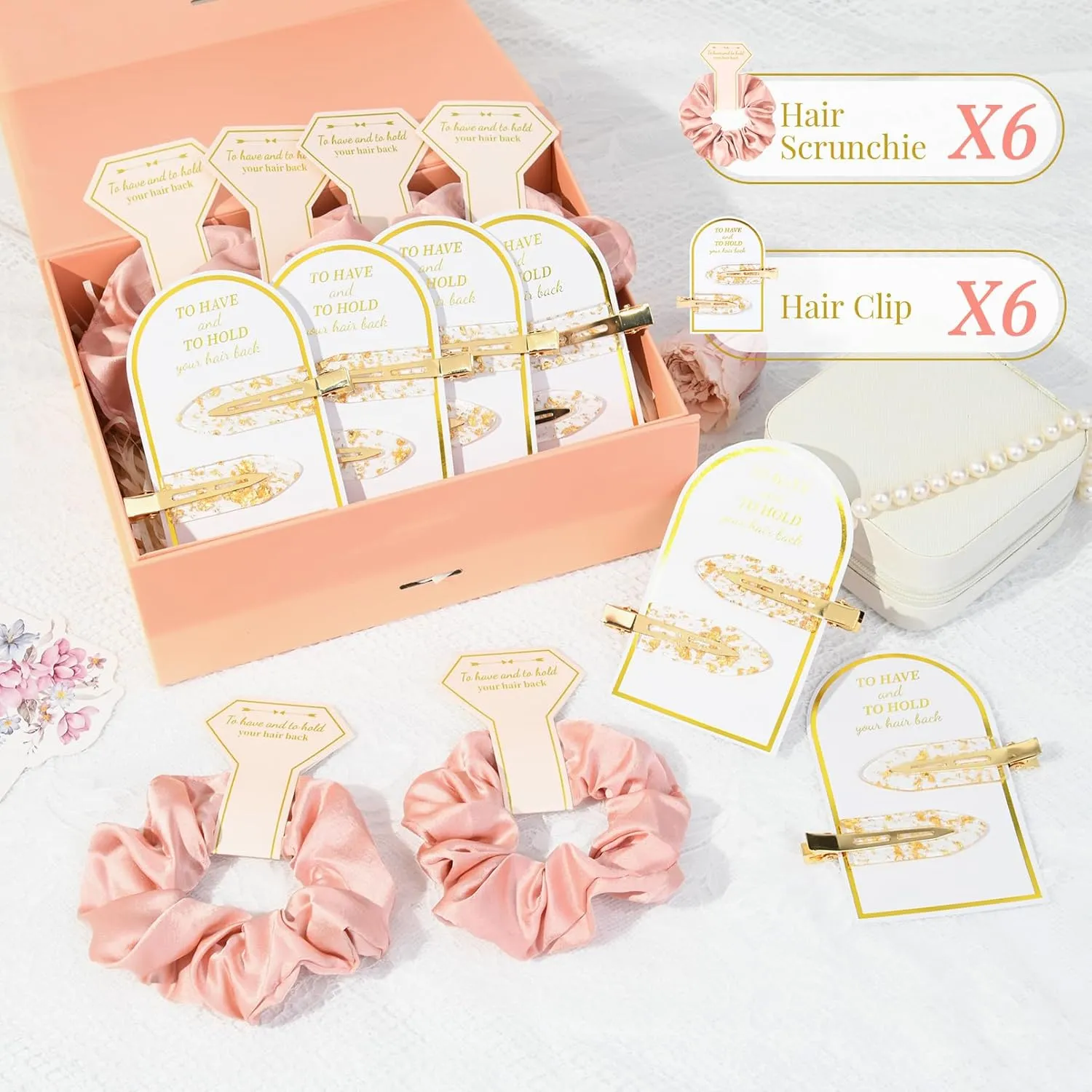 12 PCS Silk Satin Soft Hair Accessories - Bridesmaid & Wedding Favor - Bridal Shower Gifts for Women & Girls