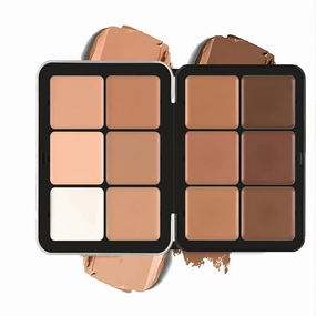 12-Color Concealer & Blush Cream Palette, 2-In-1 Cream Blush Palette, Long-Wearing Full Coverage Makeup Full Coverage Make-up Highlight Blush Palette Face Cosmetics Makeup (12-E)