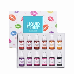 12 Colors Liquid Lip Gloss Pigment Set, Liquid Pigment for Making Lip Gloss, DIY Lip Gloss Pigment Cosmetic Dye, Edible Coloring Pure Plant Pigment for Lip Gloss Base