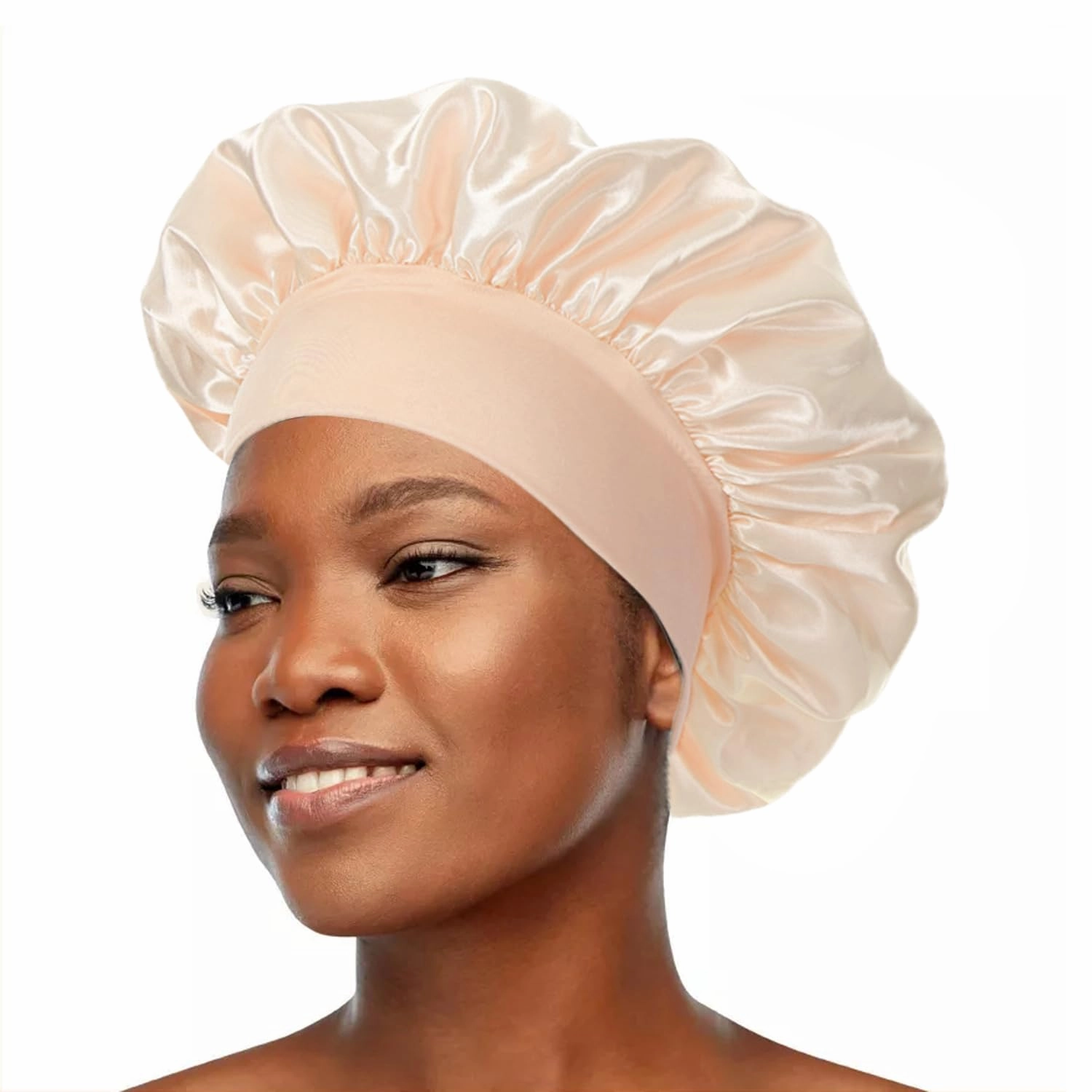 12 Pieces Silk Bonnet for Women Curly Hair Satin Bonnet Hair Wrap for Sleeping Cap with Tie Band (Champagne)