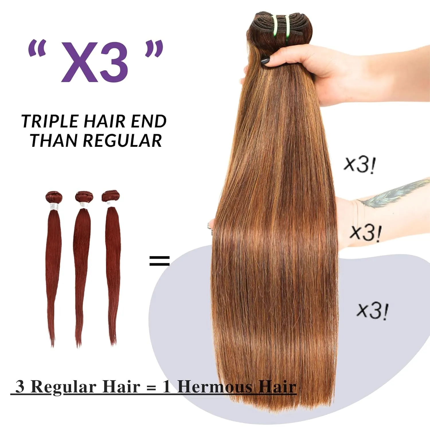 12A Double Drawn Honey Blonde Highlight Thick Raw Straight Human Hair Single Bundles 20 Inch, Ombre Brown Soft & Bouncy 100% Raw Human Hair Piano Colored P4/27 Quick Weave