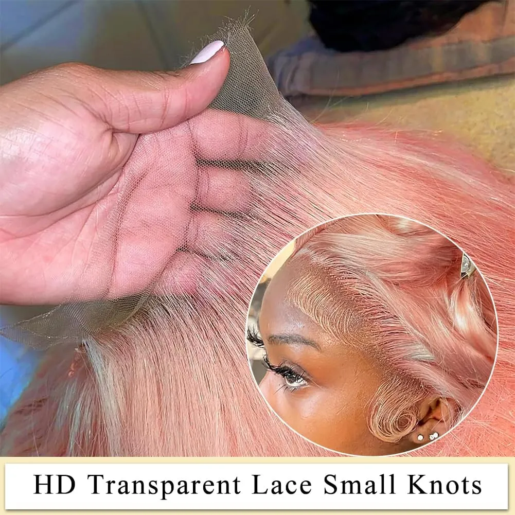 12Inch Pink Bob Wig Human Hair 13x4 Pink Bob Lace Front Wig Blonde Body Wave Lace Front Wig Pre Plucked Rose Gold Human Hair Wigs for Women Colored Frontal Wig Human Hair