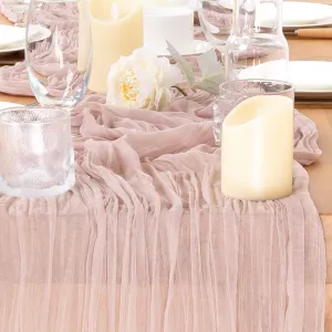 12pcs Blush Pink Summer Cheesecloth Table Runner Bulk 22×120 inch 10FT Rustic Boho Gauze Table Cloth for Wedding Baby Bridal Shower Birthday Home Party Graduation Decorations