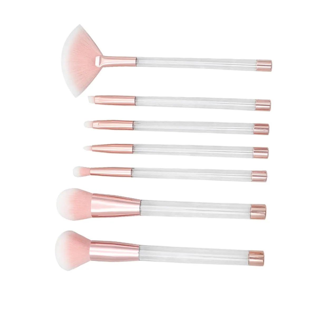 14 Pcs Makeup Brush Set and Sponges with Empty Handle Suits for Women Crystal Handle Pink Bottom White Hair for Diy