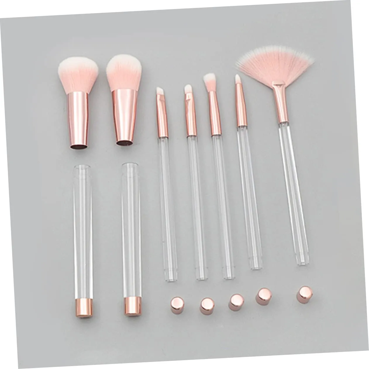 14 Pcs Makeup Brush Set and Sponges with Empty Handle Suits for Women Crystal Handle Pink Bottom White Hair for Diy