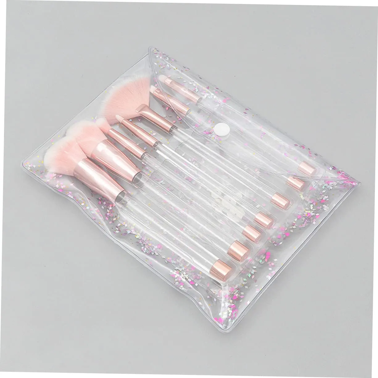14 Pcs Makeup Brush Set and Sponges with Empty Handle Suits for Women Crystal Handle Pink Bottom White Hair for Diy