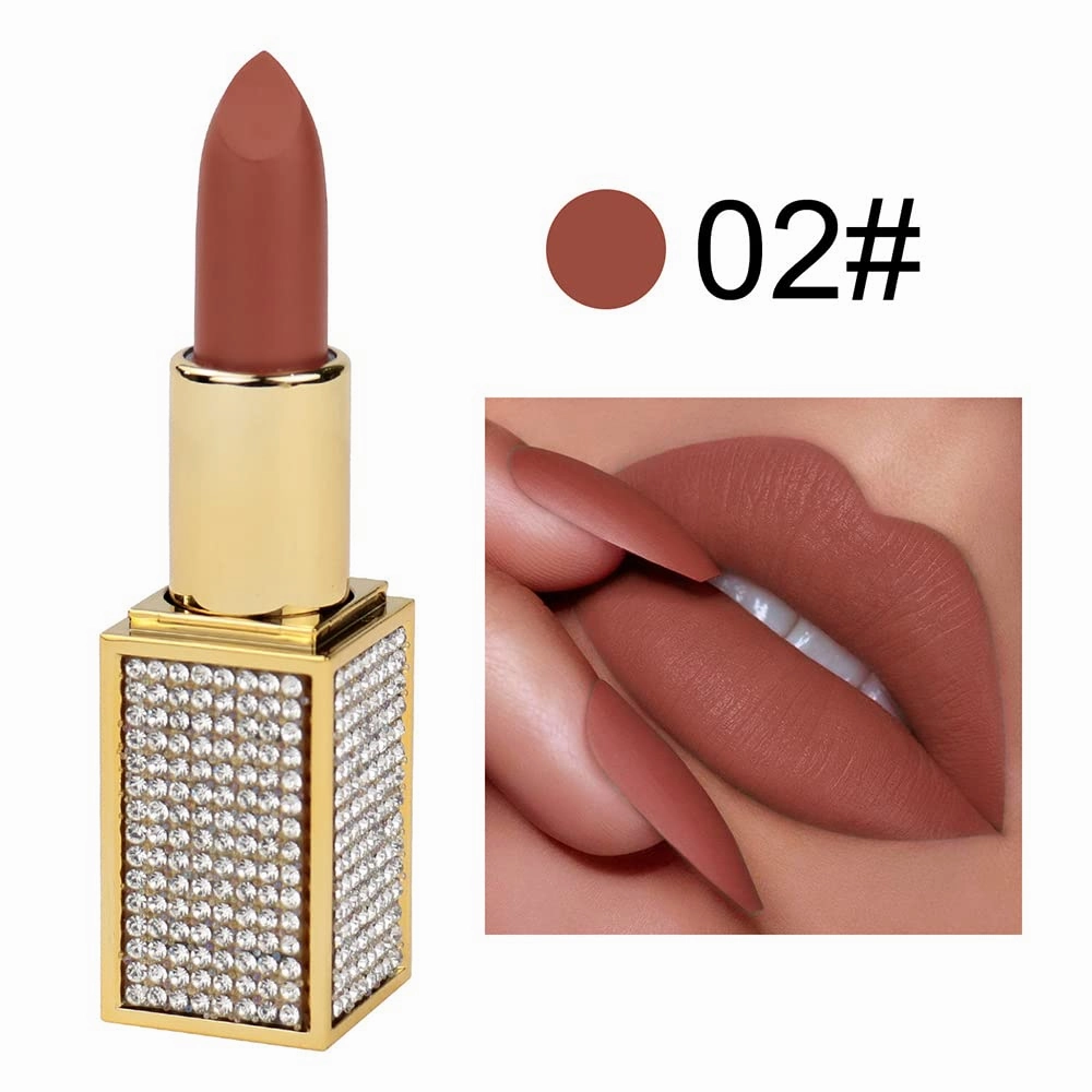 14 Colos Matte Waterproof LipStick Long Lasting Lip Makeup No Fade Pigmented Lip Stick Cosmeitc for Girls and Women Christmas Valentine's Day Gift (02#)