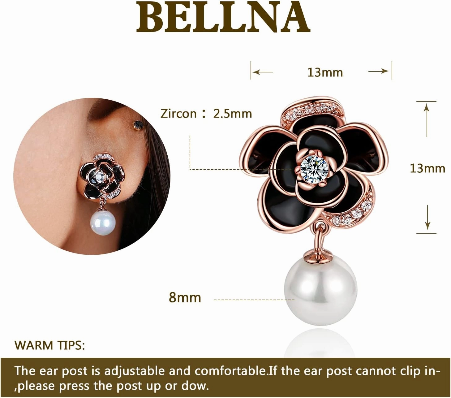 14K Gold Rose Flower Sterling Silver Stud Earrings For Women Dainty Rose Gold Pearl Earrings Hypoallergenic Earrings Cute Studs For Her Nickel Free