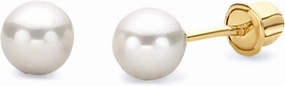 14k REAL Yellow OR White Gold Freshwater Cultured Pearl Stud Earrings with Screw Back- 3 Different Size Avilable
