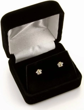 14K Yellow Gold 4mm Round CZ Solitaire Basket Setting Stud Earrings
