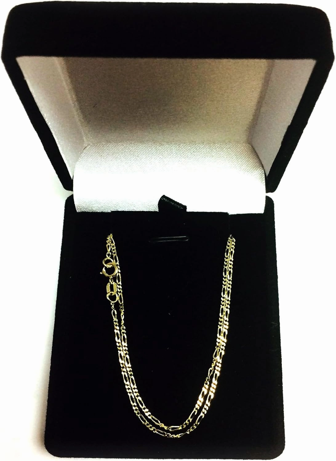 14k Yellow Solid Gold Figaro Chain Necklace, 1.3mm