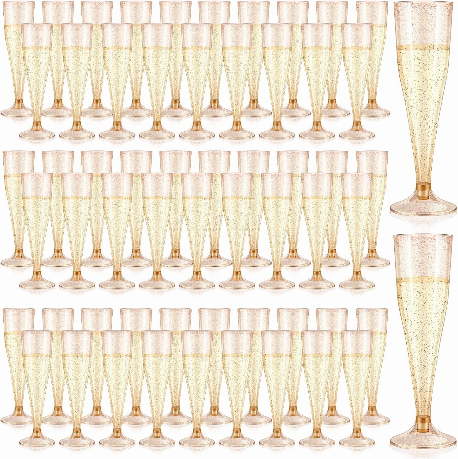 150 Pcs Rose Gold Champagne Flutes 4.5 oz Glitter Plastic Champagne Glasses Disposable Champagne Cups for Party Wedding Bridal Shower Bachelorette Party Mimosa Bar Supplies