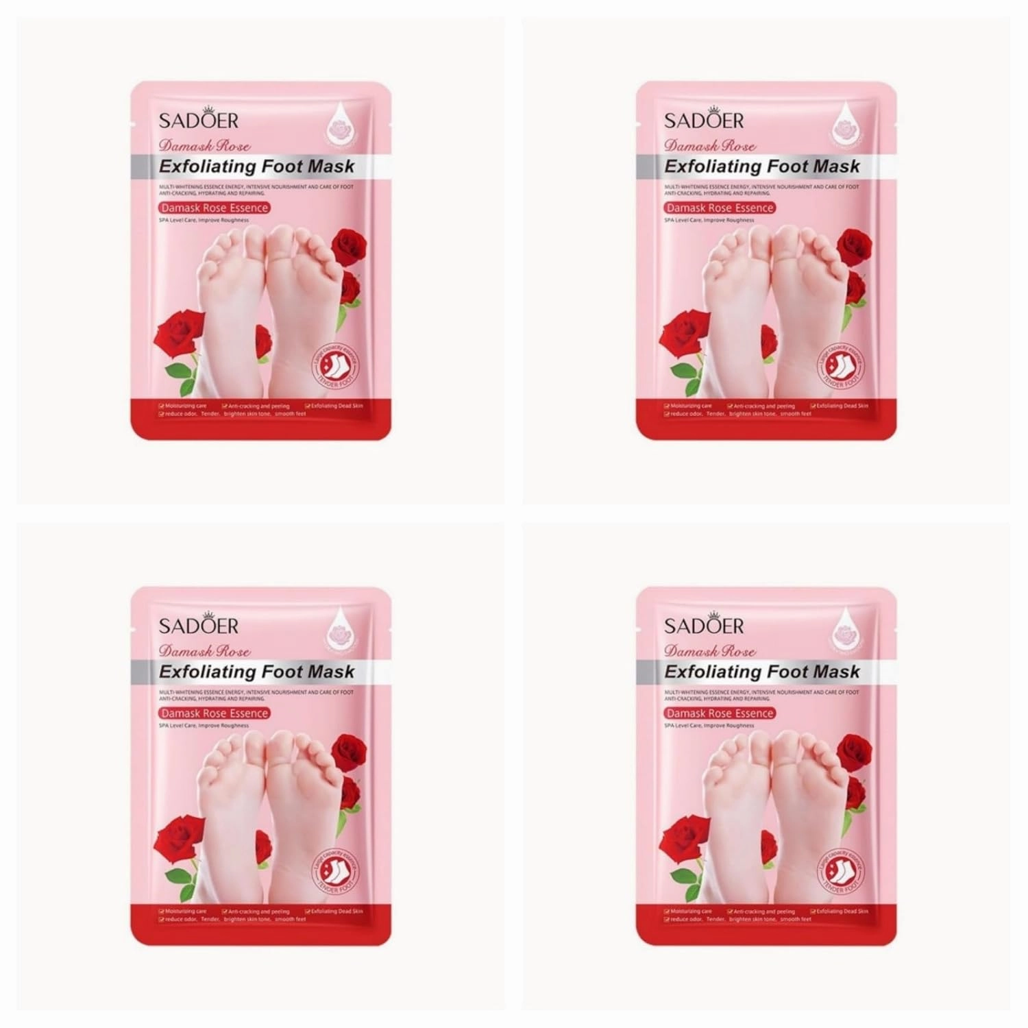 15 Pack For SADOER Damask Rose Exfoliating Foot Mask,Moisturizing and Anti cracking Treatment