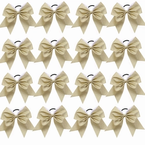 16 PCS Large Gold Glitter Cheer Hair Bows, Shiny Cheerleading Bows Ponytail Holder for Cheerleader Girls Softball Sports and Christmas Tree Decor (Glitter Gold)
