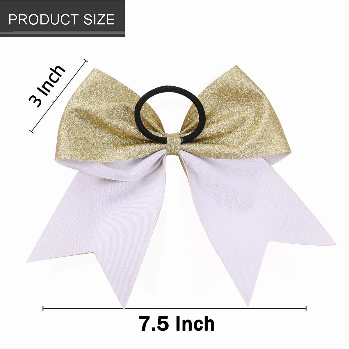 16 PCS Large Gold Glitter Cheer Hair Bows, Shiny Cheerleading Bows Ponytail Holder for Cheerleader Girls Softball Sports and Christmas Tree Decor (Glitter Gold)
