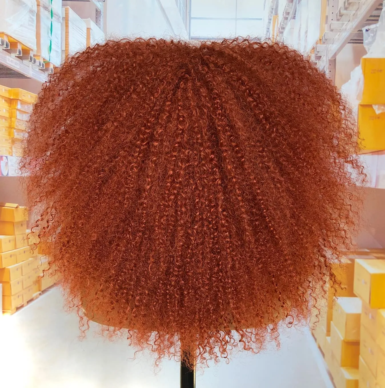 18Inch Long Curly Wig With Bangs for Black Women Afro Bomb Kinky Curly Wig Fluffy and Soft Synthetic Hair（350R）