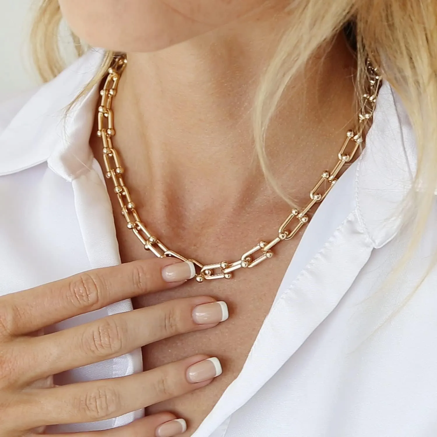 18K Gold Plated Dainty Cuban Choker Necklace Herringbone Snake Necklace Paperclip Chain Layered Necklaces for Women Jewelry