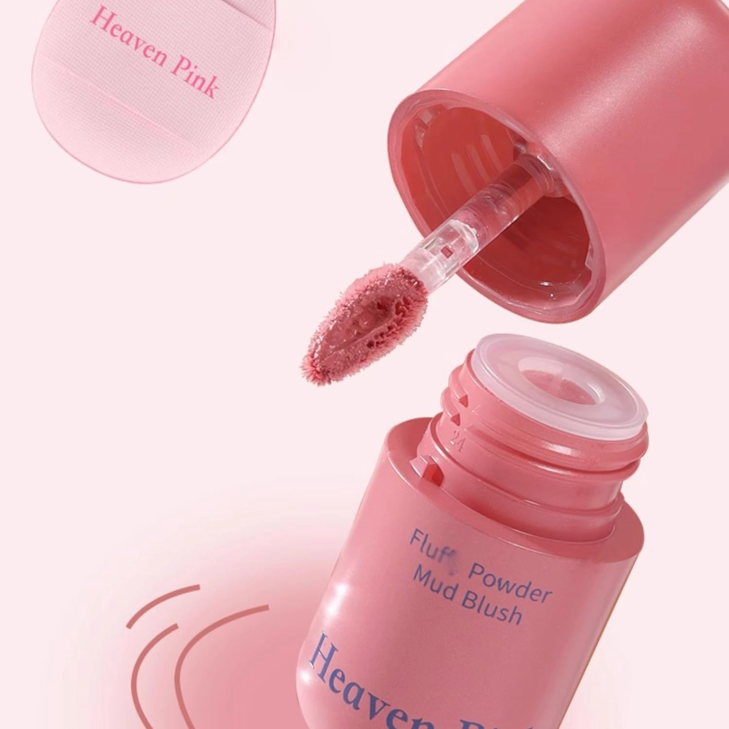 1 PC Heaven Pink Powder Mud Liquid Blush, Heaven Pink Blush Matte Multi Purpose Makeup Blusher Cream, Cloud Velvet Smooth Liquid Blusher Cream (M07, 3.8g)