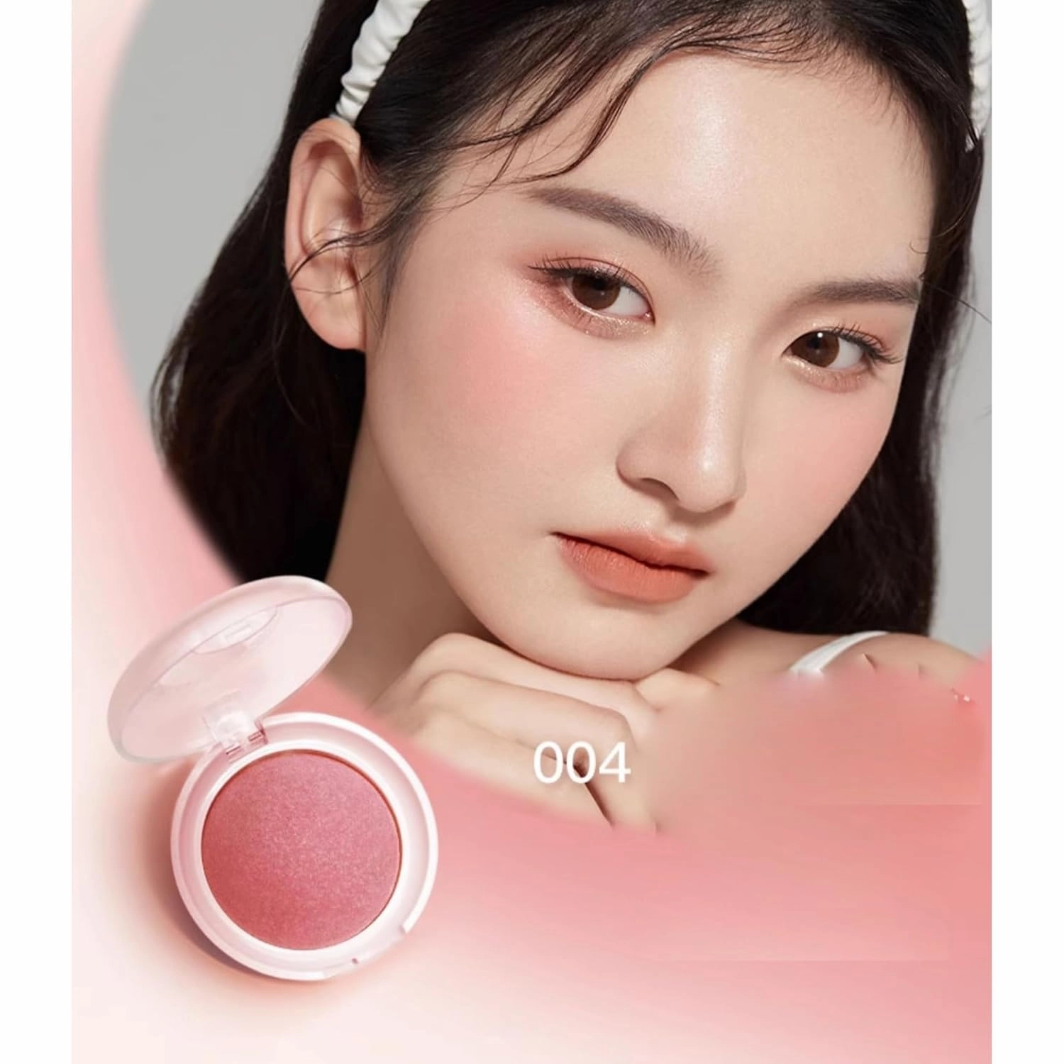 1 PC Multi Purpose Baked Powder Blush Makeup Blusher, Facial Contour Blusher, Low Color Saturation Matte Nude Pink Purple Makeup Blusher, 6.2g (004#, 6.2g)