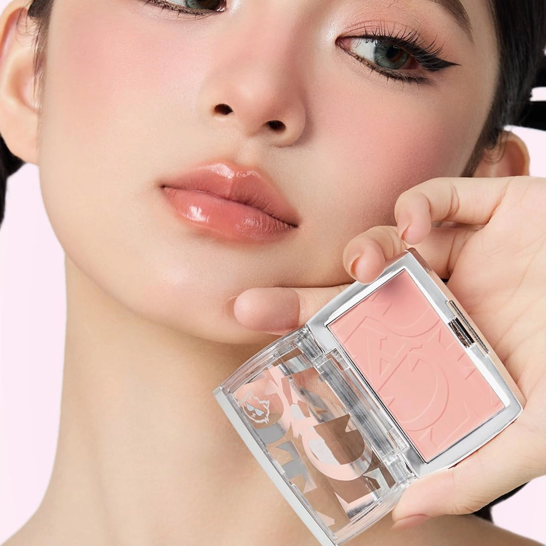 1 PC NEIYOU Multi Purpose Blush Powder, Setting Effect Blush, Low Color Saturation Matte Nude Pink Blue Makeup Blusher (03, 3g)