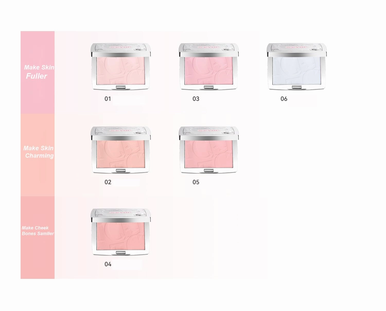 1 PC NEIYOU Multi Purpose Blush Powder, Setting Effect Blush, Low Color Saturation Matte Nude Pink Blue Makeup Blusher (03, 3g)