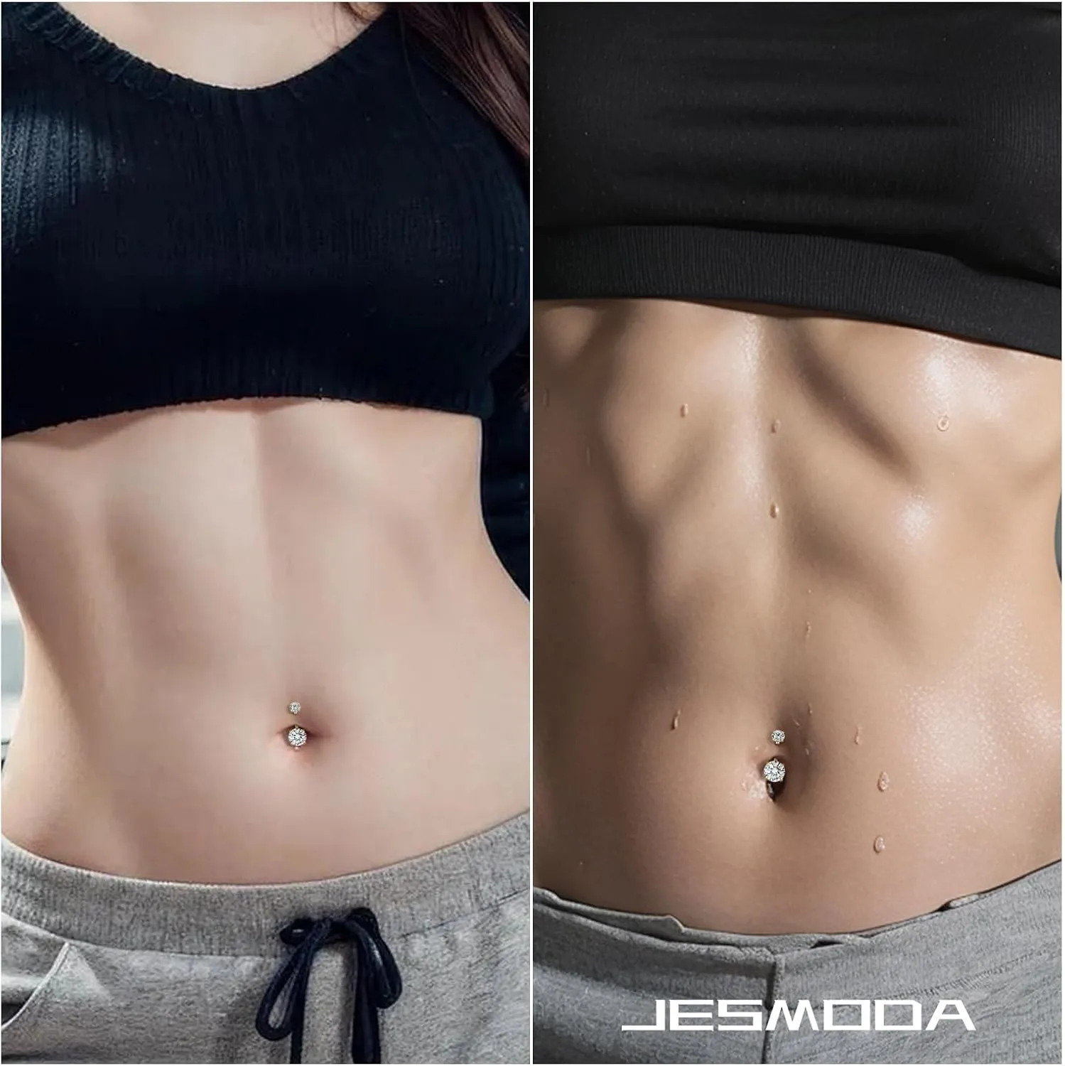 1PC G23 Titanium Belly Button Rings 14G 1.6MM Round Cubic Zirconia Belly Rings 6 Sizes of Length to Choose Navel Barbell Belly Piercing Jewelry for Women