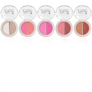2-in-1 Blendable Trio, Contour and Highlight Blush Makeup Palette, Cream Bronzer, Silky Smooth Powder Blush, Shimmer Highlighter Makeup Powder, Pink Brown Eyeshadow Palette (5 Colors)