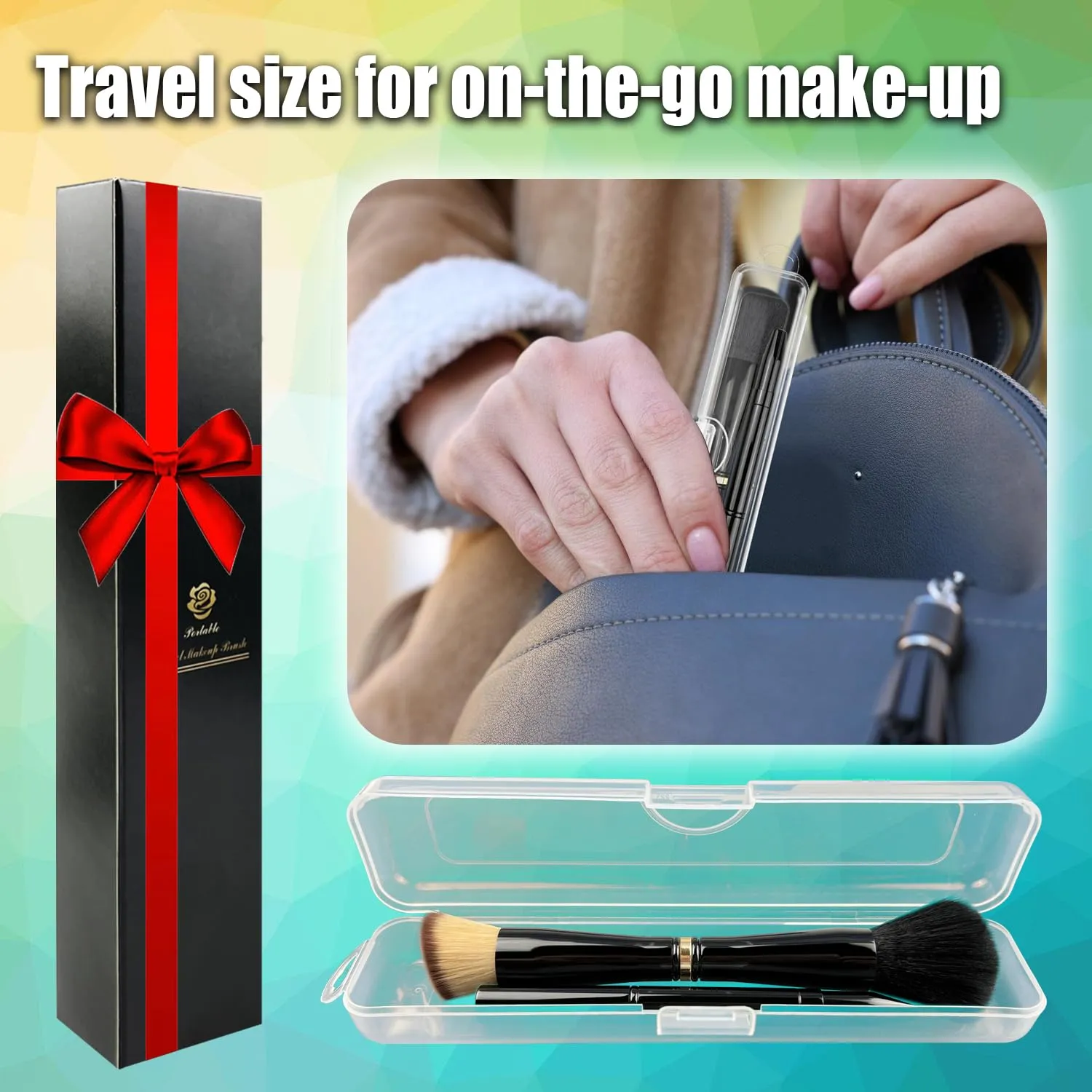 2 Pack 4 in 1 Makeup Brush Set, Retractable Lip Brush for Lipstick, Powder Foundation Brush, Concealer Brush, Eyeshadow Brush, Lip Brush Applicator, Double Ended Makeup Brush for Liquid, Cream, Powder