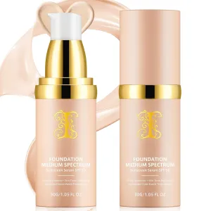 2 Pack Colour Changing Foundation, Foundation 4 in 1 - Light Spectrum with SPF 50 , Hydrating Foundation Color Changing, Concealers Waterproof & Longwearing, Medium Spectrum for Gym, Sport, Dancing