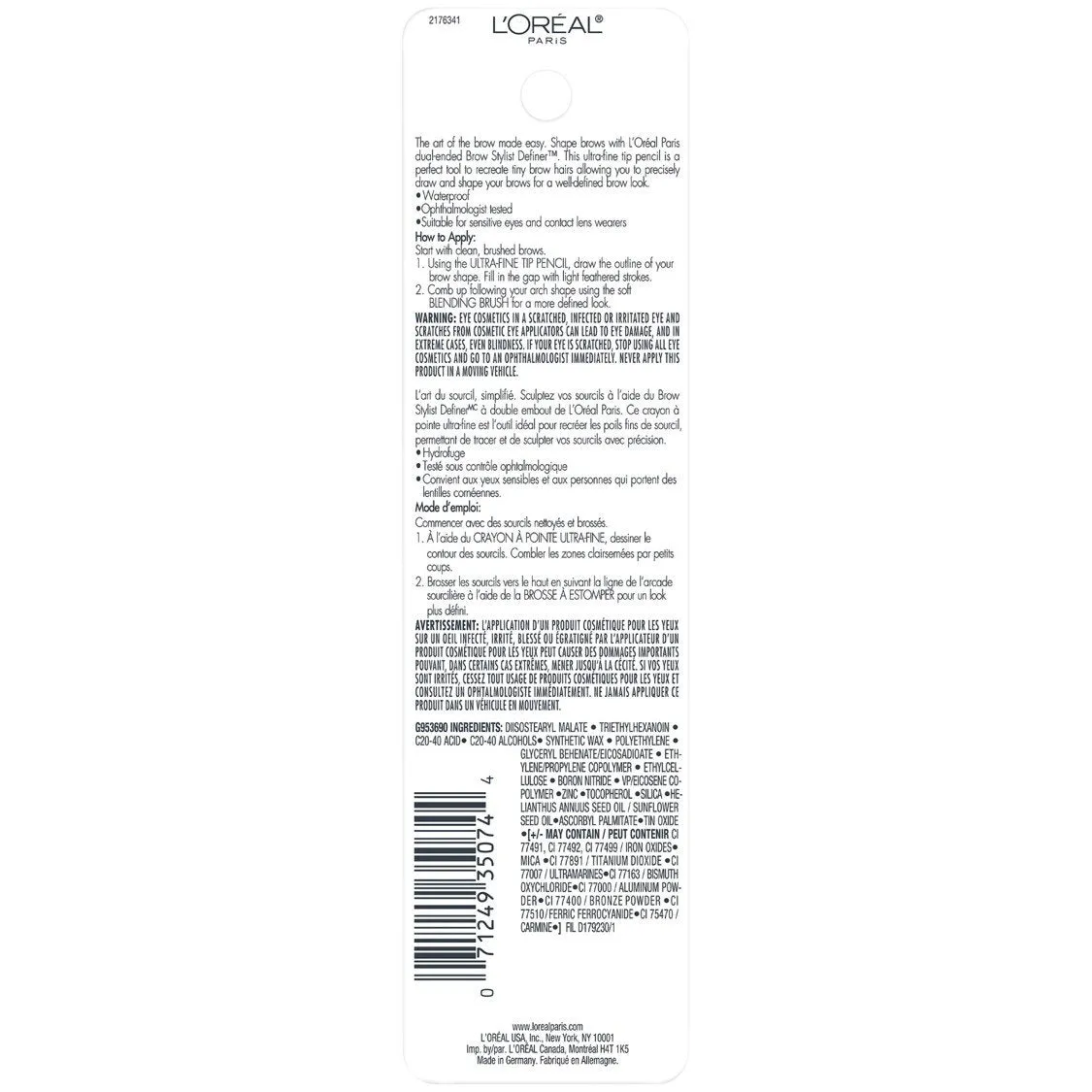 2-PACK L'Oreal Paris Makeup Brow Definer Waterproof Eyebrow Pencil, Ultra-Fine Mechanical Pencil, Draws Tiny Brow Hairs and Fills in Sparse Areas and Gaps, , 0.003 Ounce